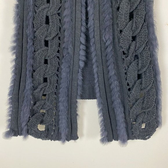 Elliatt Enwtined Rabbit Fur Vest Charcoal Gray High Low Asymmetrical Women's M - Picture 6 of 12